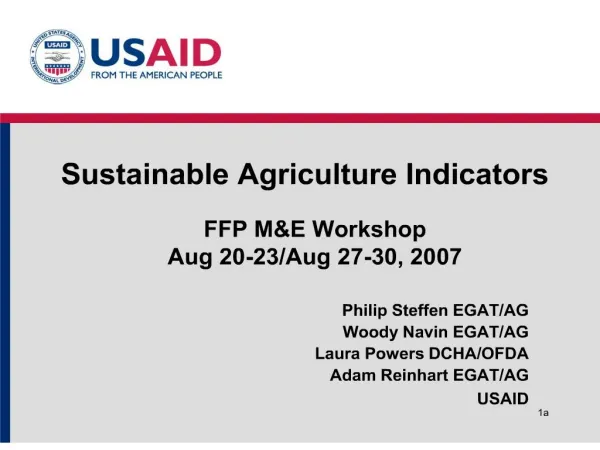 Sustainable Agriculture Indicators