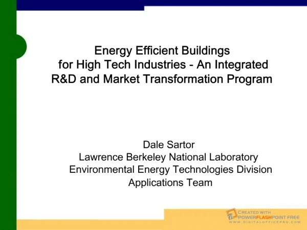 Energy Efficient Buildings for High Tech Industries - An ...