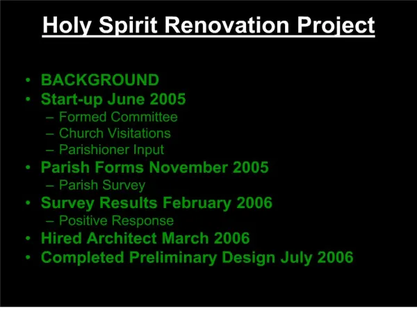 Holy Spirit Renovation Project
