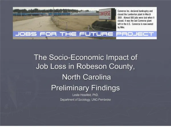 Job Loss in Robeson County