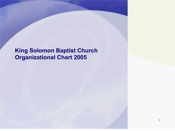 King Solomon Baptist Church Organizational Chart 2005