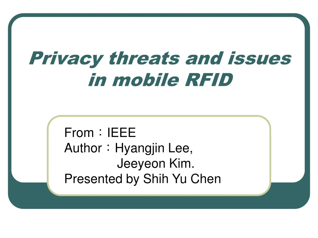 privacy threats and issues in mobile rfid