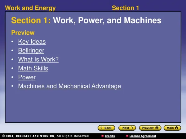 Section 1: Work, Power, and Machines