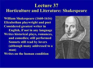 Lecture 37 Horticulture and Literature: Shakespeare - slide 1