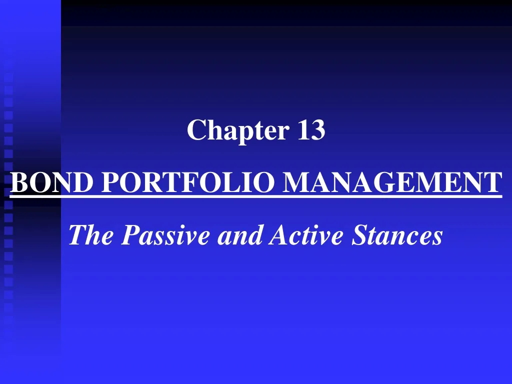chapter 13 bond portfolio management the passive
