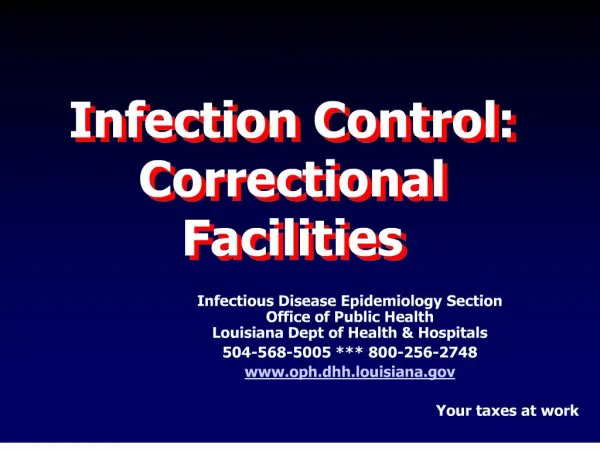 Infection Control: Correctional Facilities
