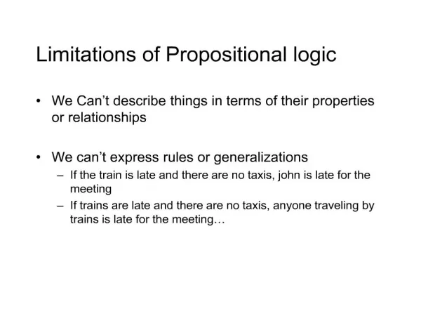 Limitations of Propositional logic
