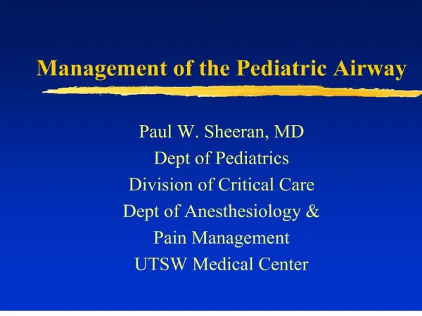 Management of the Pediatric Airway
