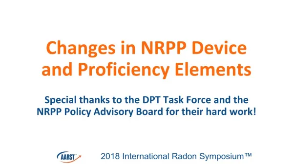 Changes in NRPP Device and Proficiency Elements