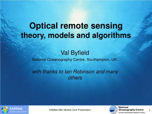 Optical remote sensing theory, models and algorithms