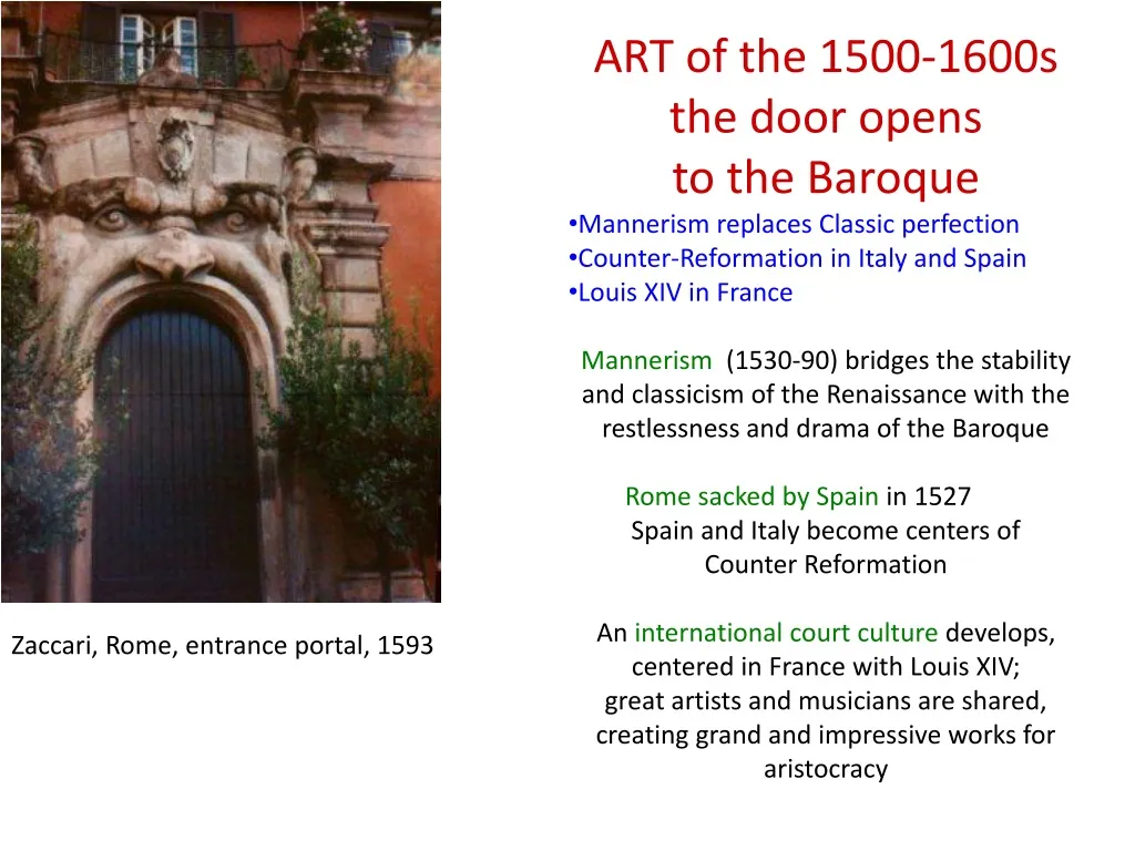 art of the 1500 1600s the door opens