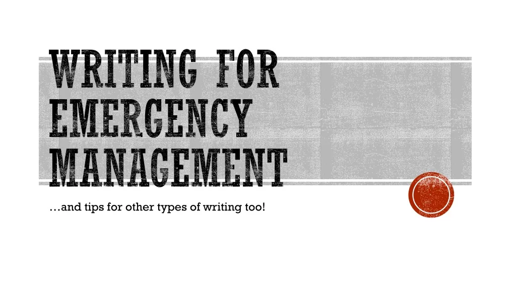 writing for emergency management