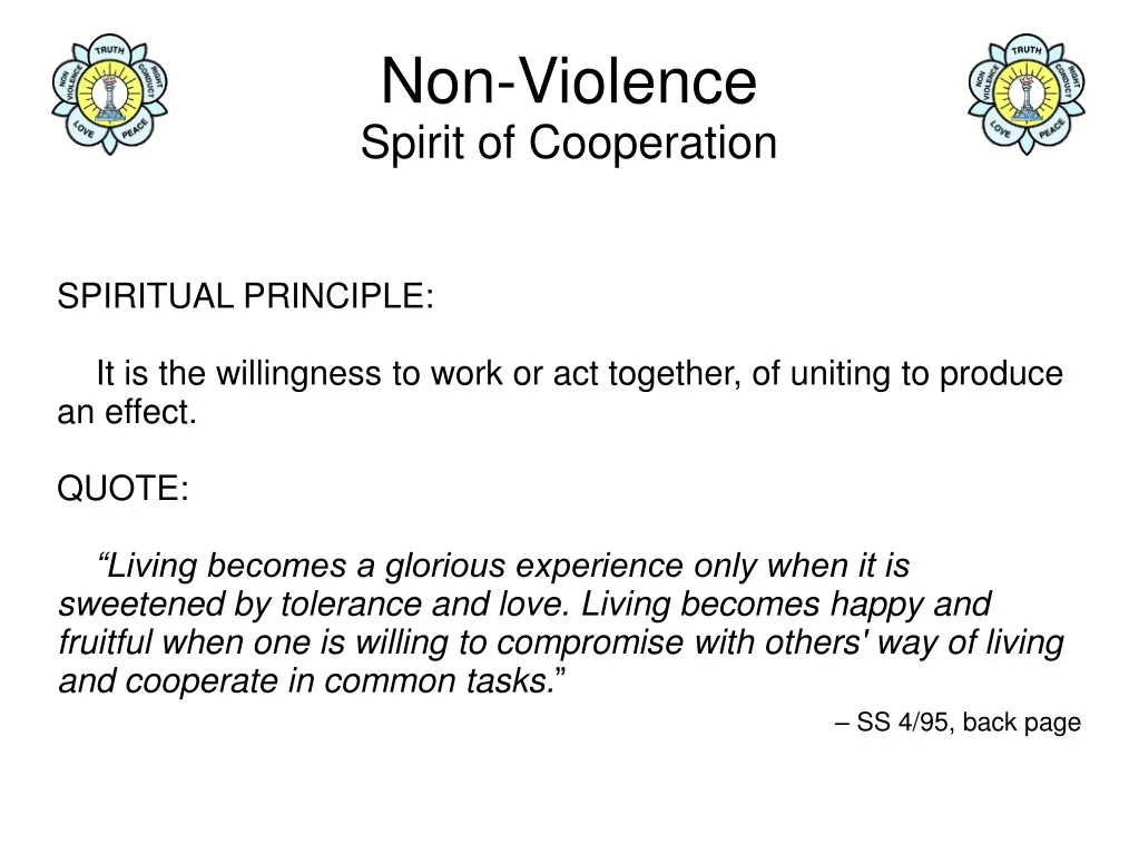 non violence spirit of cooperation