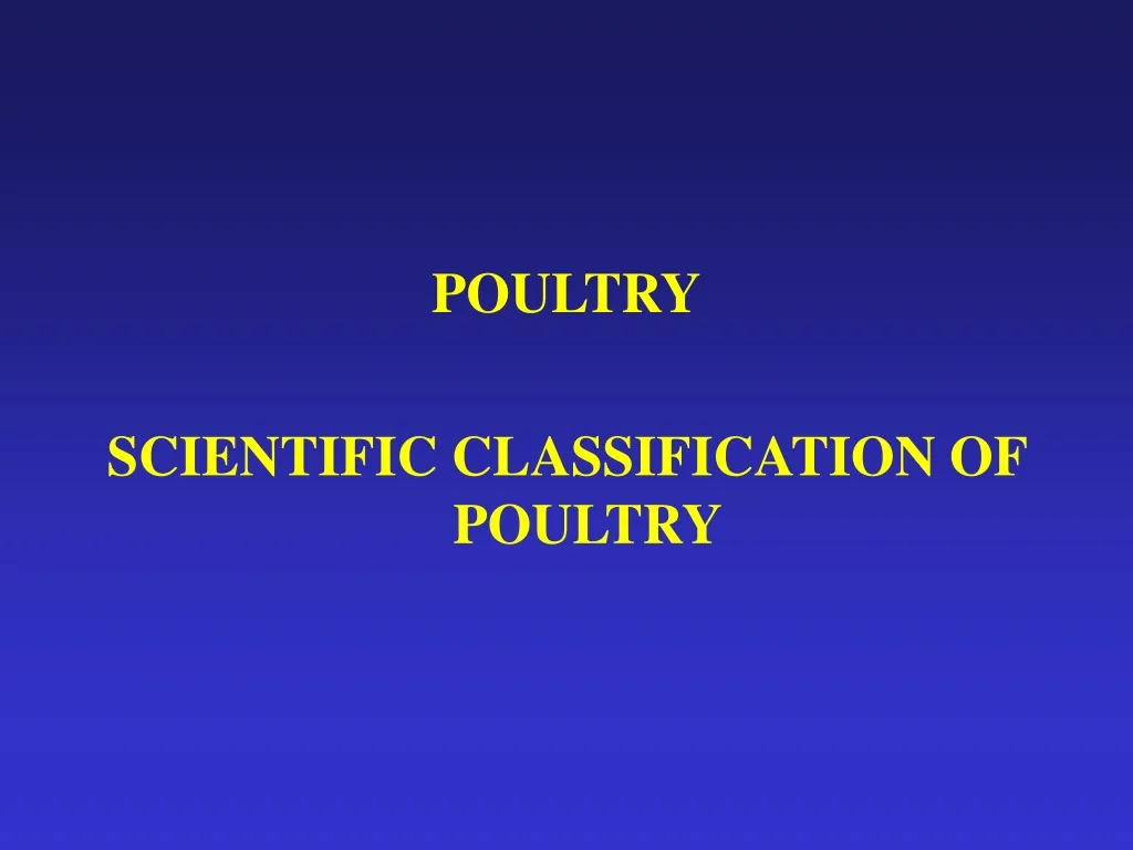 poultry scientific classification of poultry