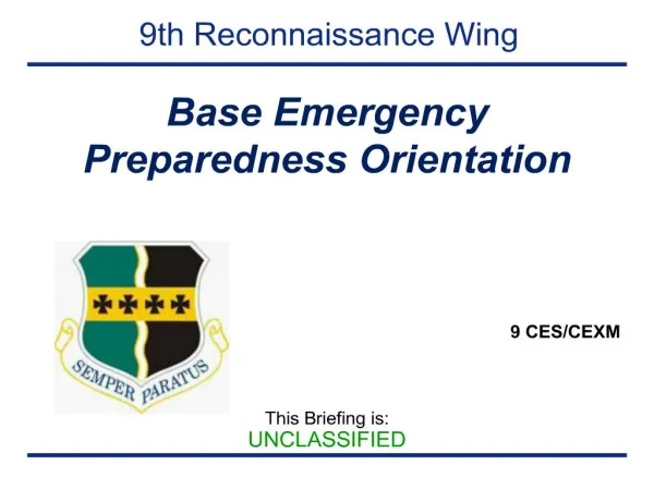 Base Emergency Preparedness Orientation