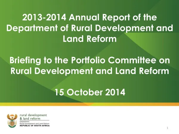 2013-2014 Annual Report of the Department of Rural Development and Land Reform