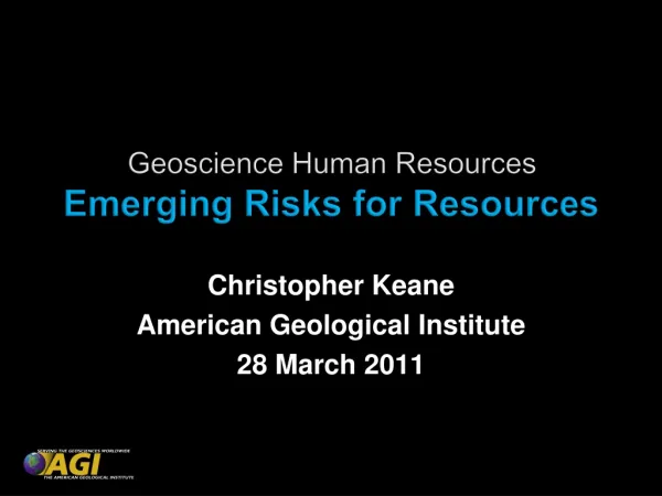 Geoscience Human Resources Emerging Risks for Resources