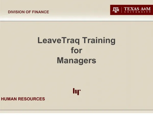 LeaveTraq Training for Managers