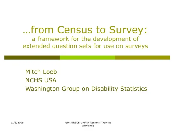 Mitch Loeb NCHS USA Washington Group on Disability Statistics