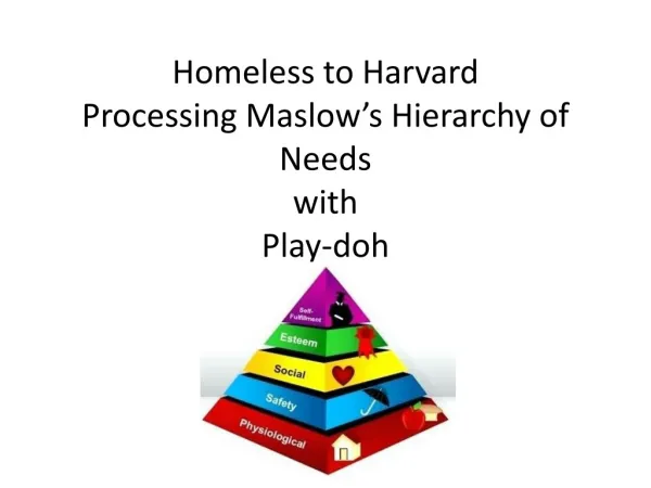 Homeless to Harvard Processing Maslow’s Hierarchy of Needs with Play-doh