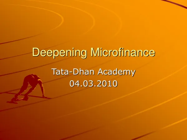 Deepening Microfinance