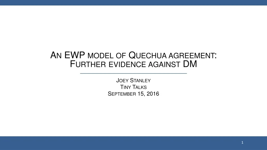 an ewp model of quechua agreement further