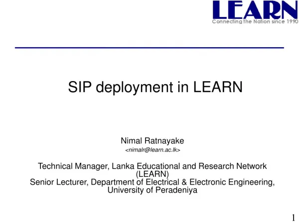 SIP deployment in LEARN