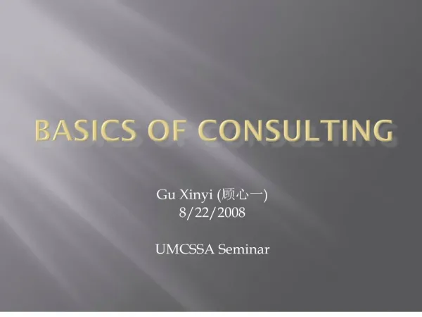 Basics of Consulting