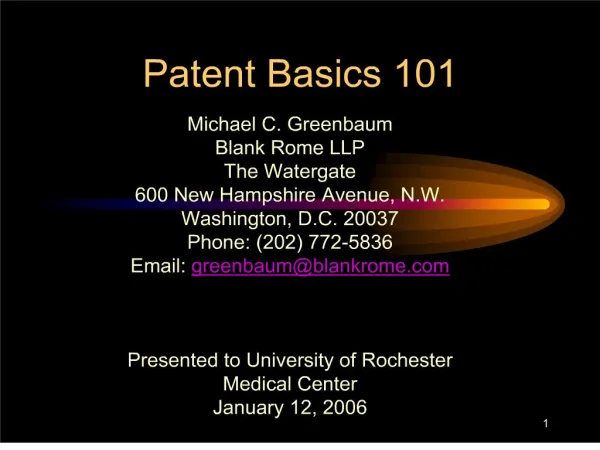 Patent Basics 101