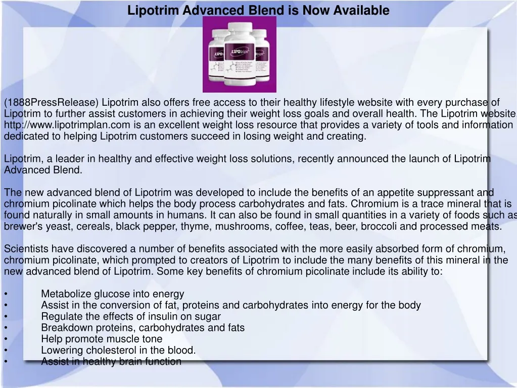 lipotrim advanced blend is now available