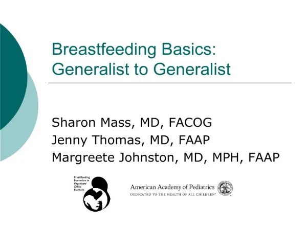 Breastfeeding Basics: Generalist to Generalist