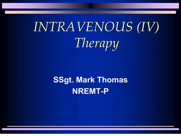 INTRAVENOUS IV Therapy