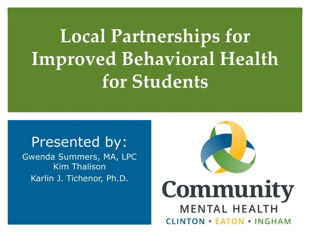 local partnerships for improved behavioral health for students