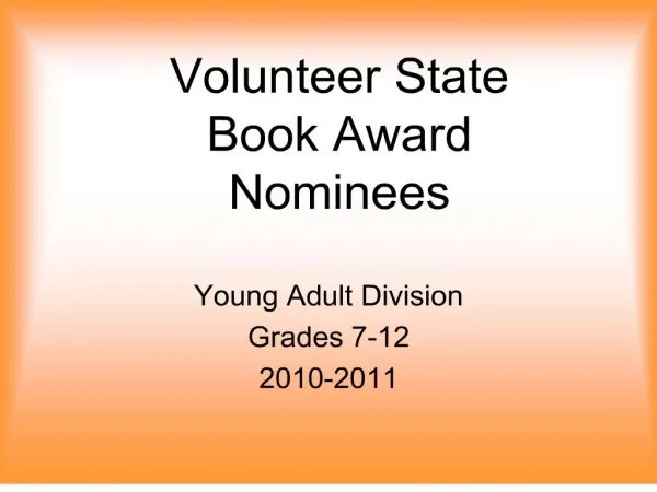 Volunteer State Book Award Nominees