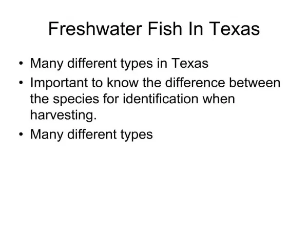 Freshwater Fish In Texas