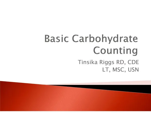 Basic Carbohydrate Counting