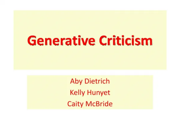 Generative Criticism