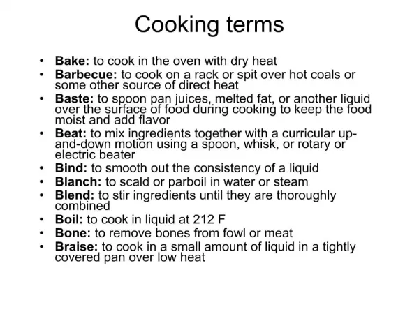 Cooking terms