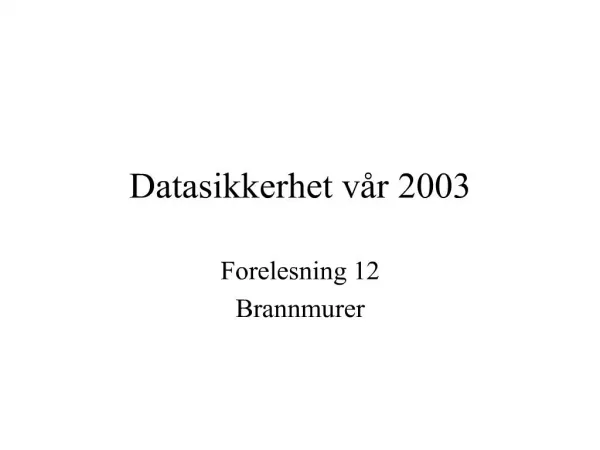 Datasikkerhet v r 2003