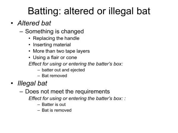 Batting: altered or illegal bat