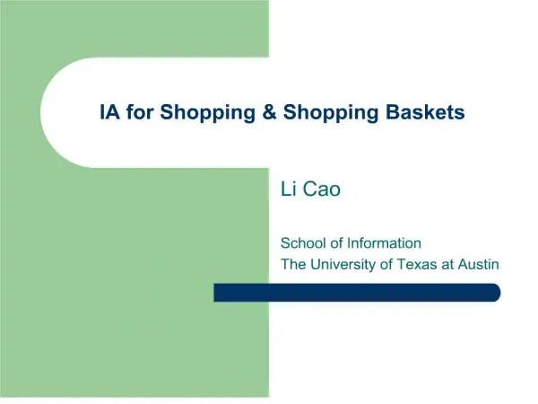 IA for Shopping Shopping Baskets