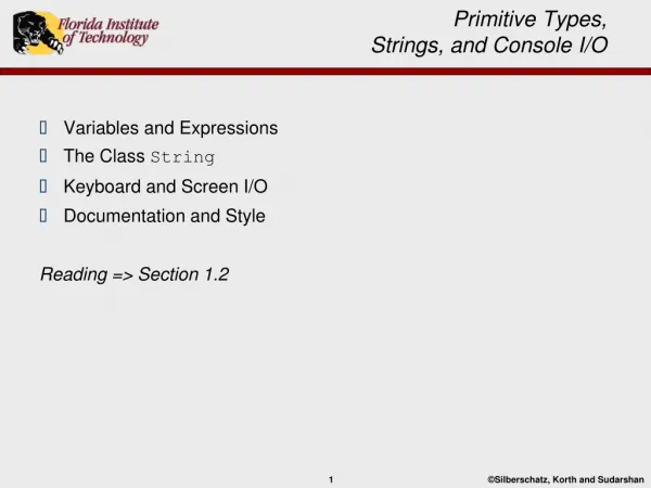 Primitive Types, Strings, and Console I/O