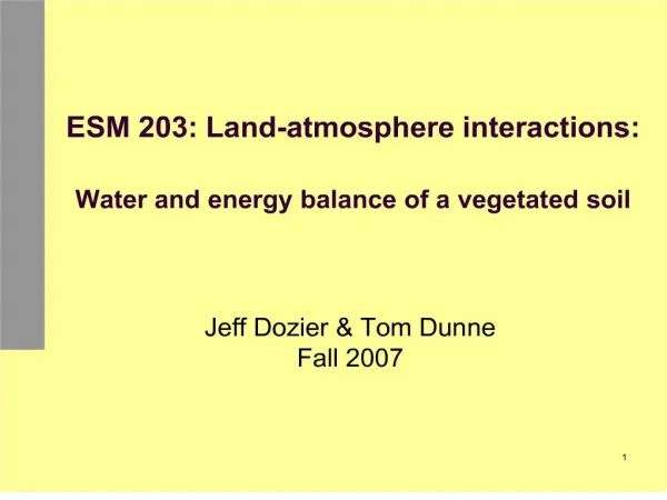 ESM 203: Land-atmosphere interactions