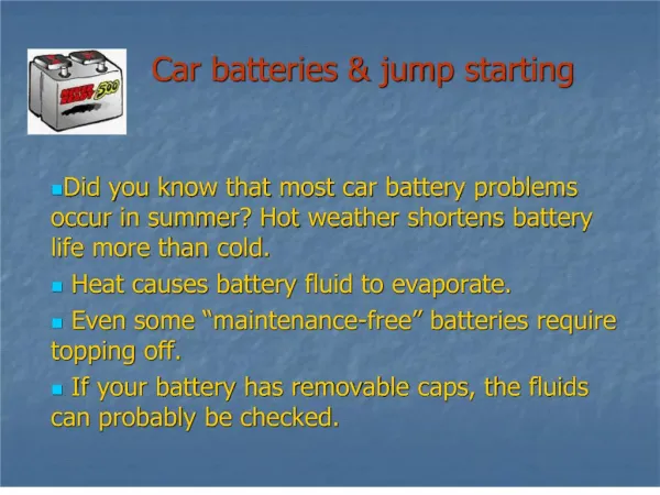 Car batteries jump starting