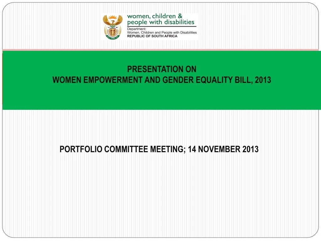 presentation on women empowerment and gender equality bill 2013
