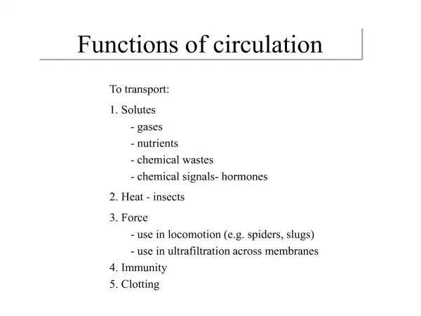 Functions of circulation