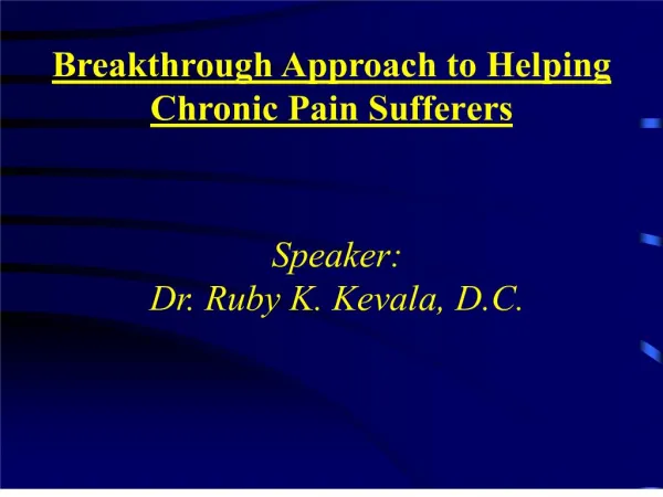 Breakthrough Approach to Helping Chronic Pain Sufferers