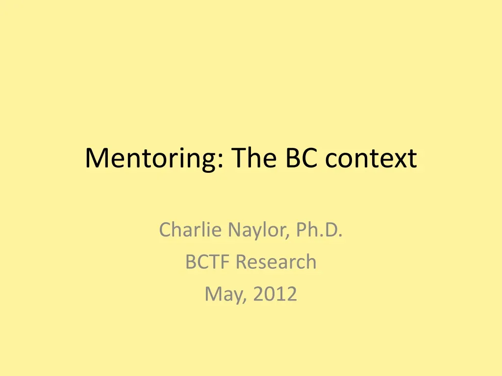 mentoring the bc context