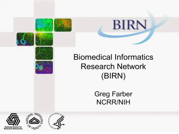 Biomedical Informatics Research Network BIRN Greg Farber NCRR