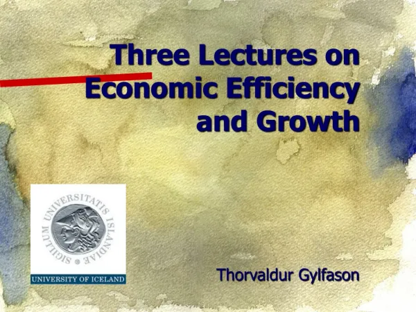 Three Lectures on Economic Efficiency and Growth
